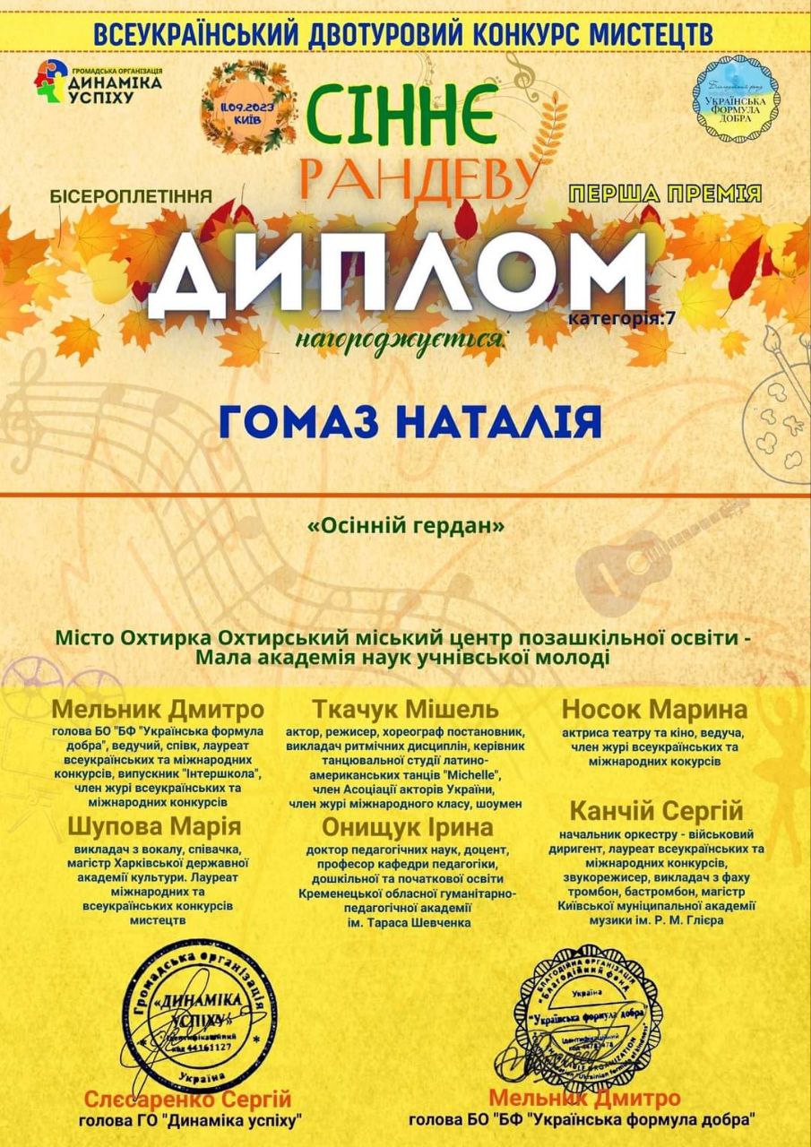 ГОМАЗ НАТАЛІЯ ОЛЕКСІЇВНА